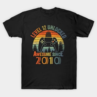 Level 12 Unlocked Video Gamer 12 Years Old 12 Birthday T-Shirt